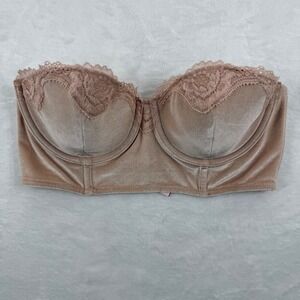 Victoria's Secret Dream Angels Velvet Lace Strapless Bandeau Bra 34C no straps‎